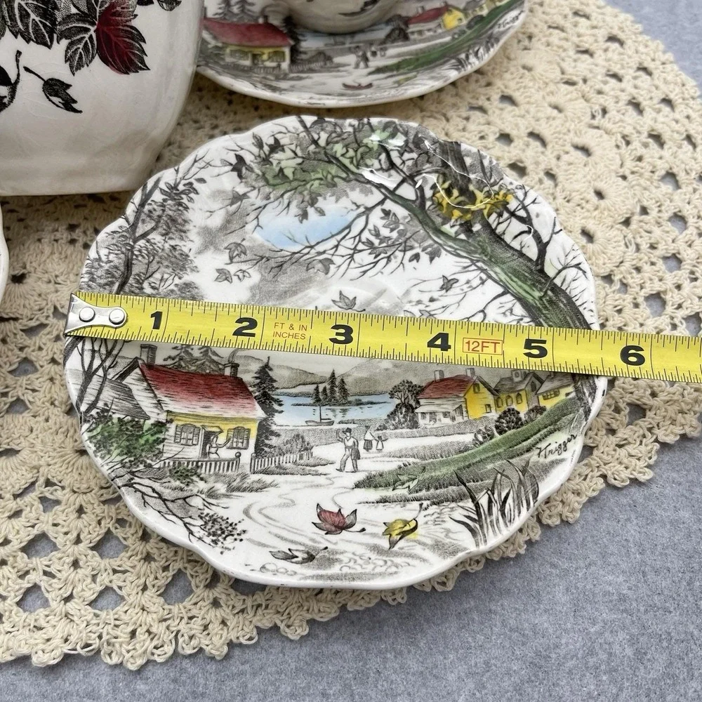 Vintage 1955 J & G Meakin Welcome Home Cups & Saucers Hand Painted Discontinued‎